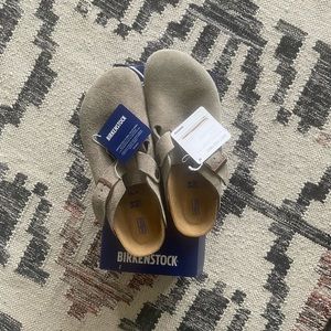 NWT Birkenstock Boston suede Taupe Clog soft footbed size EU 39 narrow